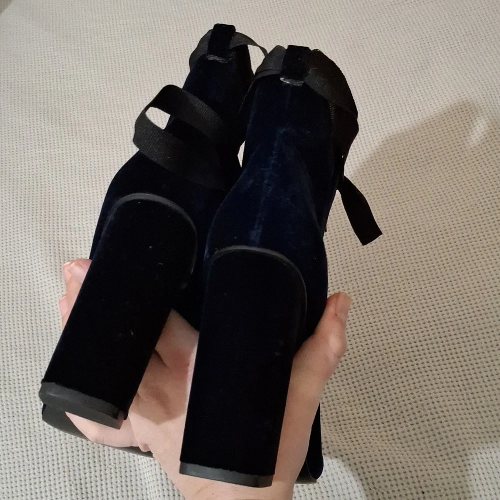 Zara chunky velvet booties